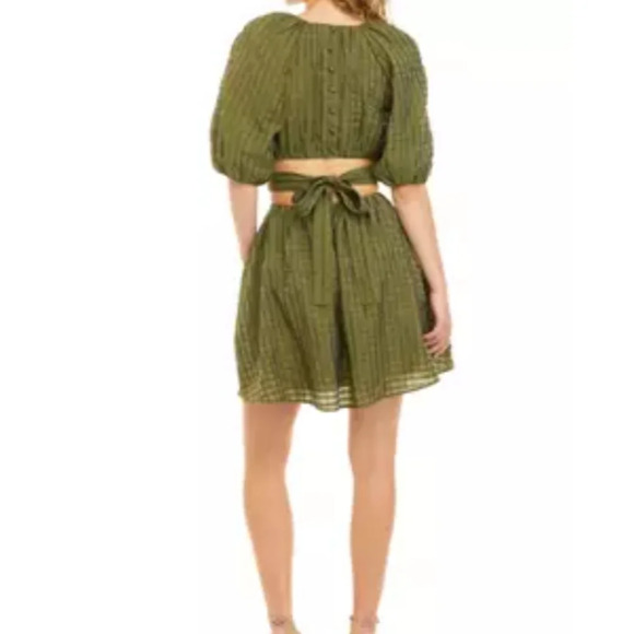 Moon River Womens Plaid Green Mini Dress,w Back Cutouts SZ M - Picture 2 of 16